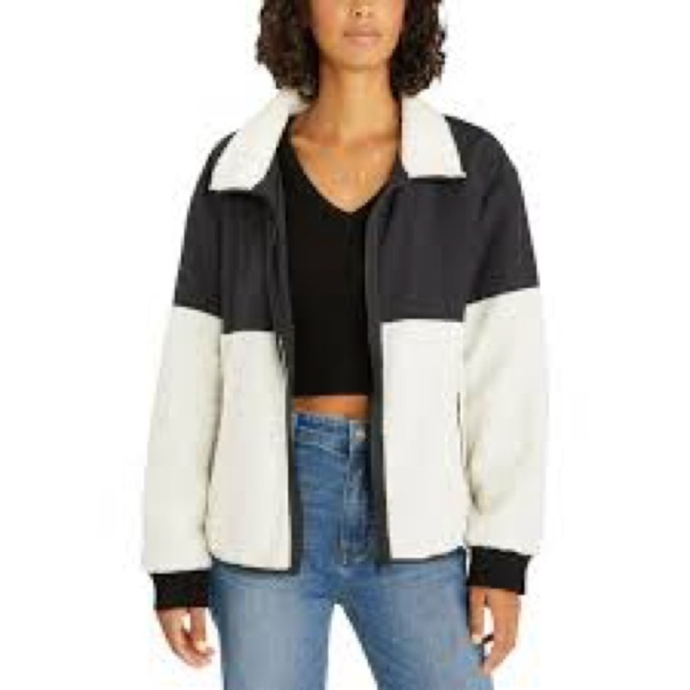 Sanctuary Black and White Teddy Sherpa Mixed Media Jacket